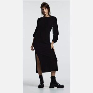 ZARA DRAPED VELVET DRESS BLACK Size M NEW WITH TAG!